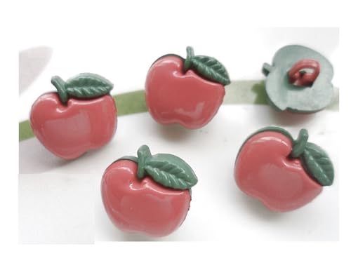 6 Acryl-Knöpfe: rosa / grüner Apfel, 16 x 16 mm von Boutique d'isacrea
