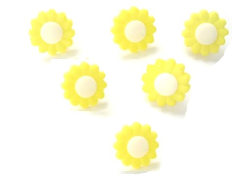 6 Acrylknöpfe: Gänseblümchen, hellgelb/weiß, 15 mm (01) von Boutique d'isacrea