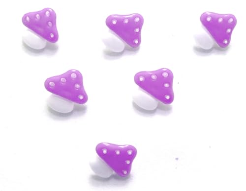 6 Acrylknöpfe: Pilz lila / weiß 15 x 14 mm (01) von Boutique d'isacrea