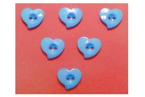 6 Acrylknöpfe: blaues Herz, 15 x 13 mm (04) von Boutique d'isacrea