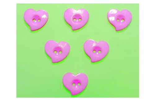 6 Acrylknöpfe: rosa Herz, 15 x 13 mm (04) von Boutique d'isacrea