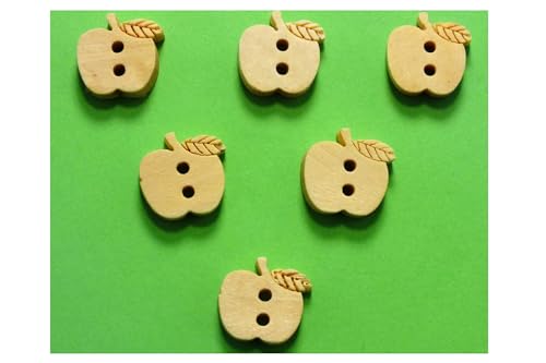 6 Holzknöpfe: Apfel, 12 x 12 mm (01) von Boutique d'isacrea
