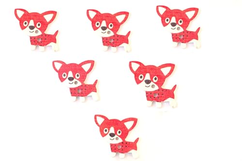 6 Holzknöpfe: Hund, 25 x 25 mm (17) von Boutique d'isacrea