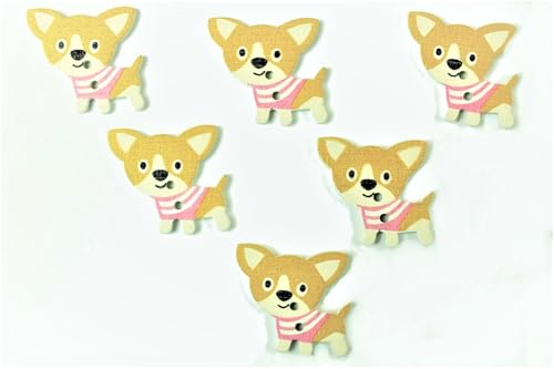 6 Holzknöpfe: Hund, 25 x 25 mm (18 Stück) von Boutique d'isacrea