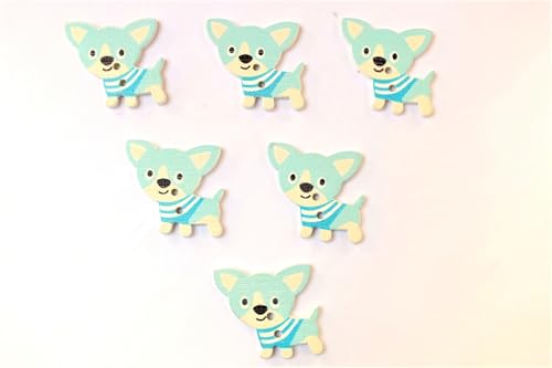 6 Holzknöpfe: Hund, 25 x 25 mm (19) von Boutique d'isacrea