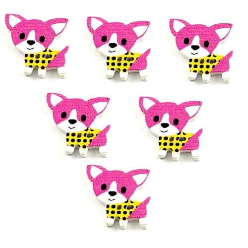 6 Holzknöpfe: Hund, 25 x 25 mm (23) von Boutique d'isacrea
