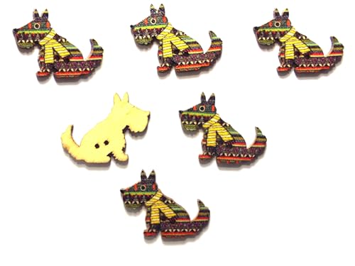 6 Holzknöpfe: Hund, 30 x 22 mm (04) von Boutique d'isacrea