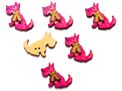 6 Holzknöpfe: Hund, 30 x 22 mm (06) von Boutique d'isacrea