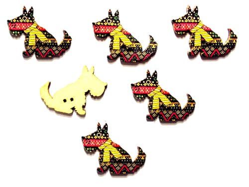 6 Holzknöpfe: Hund, 30 x 22 mm (08) von Boutique d'isacrea