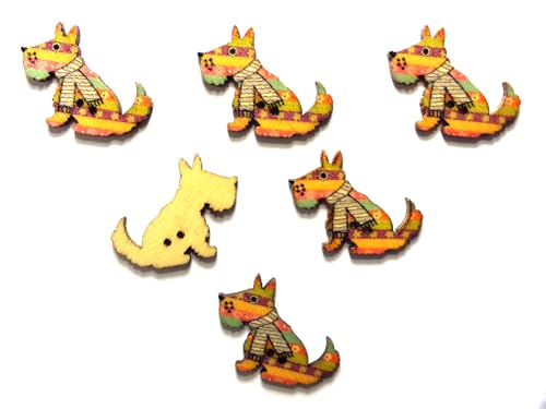6 Holzknöpfe: Hund, 30 x 22 mm (09) von Boutique d'isacrea