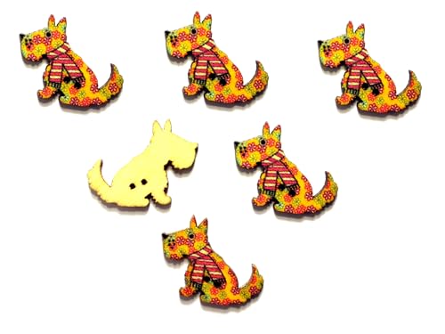 6 Holzknöpfe: Hund, 30 x 22 mm (10 Stück) von Boutique d'isacrea