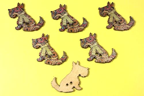6 Holzknöpfe: Hund, 30 x 22 mm (13) von Boutique d'isacrea