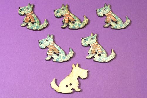 6 Holzknöpfe: Hund, 30 x 22 mm (15 Stück) von Boutique d'isacrea