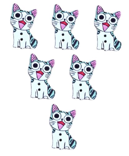 6 Holzknöpfe: Katze, 26 x 15 mm (24) von Boutique d'isacrea