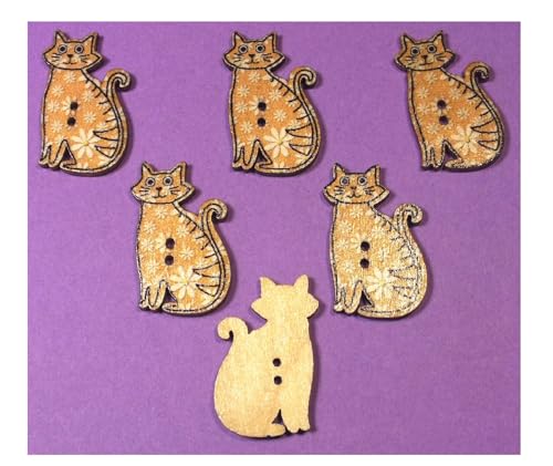 6 Holzknöpfe: Katze, 30 x 18 mm (08) von Boutique d'isacrea