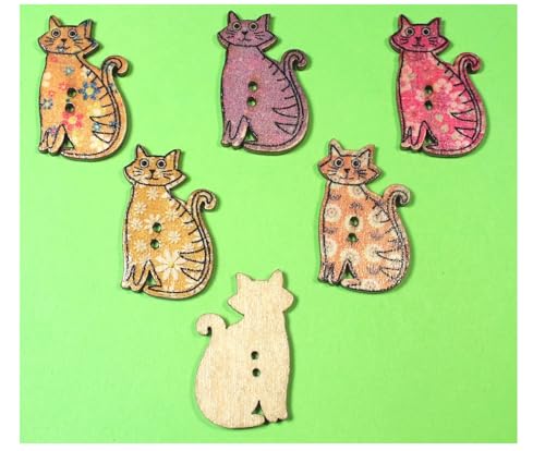 6 Holzknöpfe: Katze, 30 x 18 mm (10) von Boutique d'isacrea