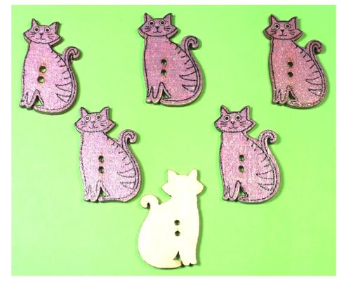6 Holzknöpfe: Katze, 30 x 18 mm (13) von Boutique d'isacrea