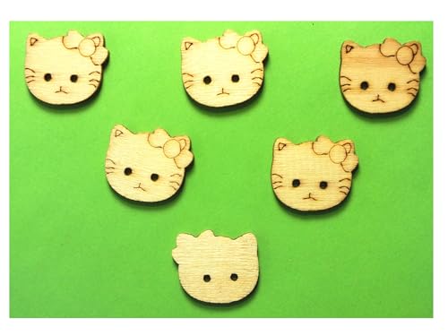 6 Holzknöpfe: Katzenkopf, 18 x 16 mm (01) von Boutique d'isacrea