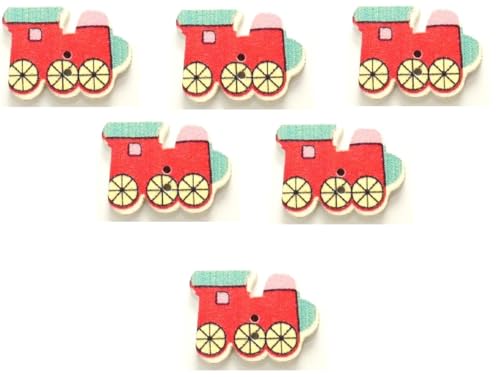 6 Holzknöpfe: Lokomotive, 20 x 14 mm (03) von Boutique d'isacrea