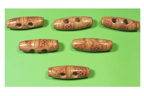 6 Holzknöpfe: Olive, Braun, Fantasie, 30 x 10 mm (01) von Boutique d'isacrea