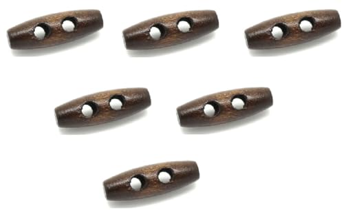 6 Holzknöpfe: Olive Braun, 34 x 10 mm (02) von Boutique d'isacrea
