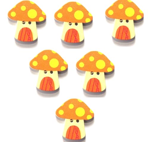6 Holzknöpfe: Pilz, 23 x 22 mm (20 Stück) von Boutique d'isacrea