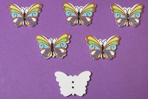 6 Holzknöpfe: Schmetterling, 23 x 16 mm (03) von Boutique d'isacrea
