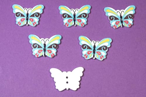 6 Holzknöpfe: Schmetterling, 23 x 16 mm (04) von Boutique d'isacrea