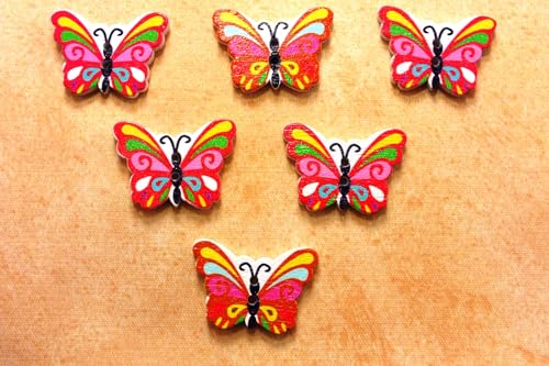 6 Holzknöpfe: Schmetterling, 23 x 16 mm (07) von Boutique d'isacrea