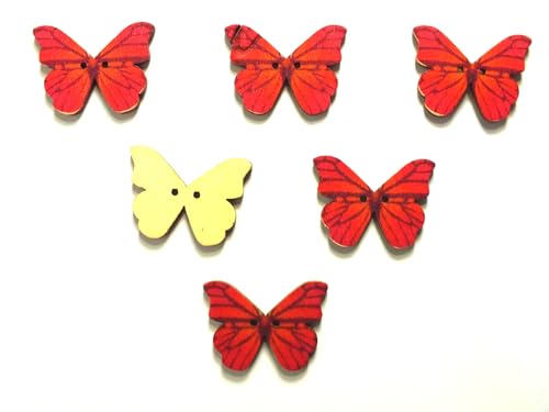 6 Holzknöpfe: Schmetterling, 28 x 20 mm (02) von Boutique d'isacrea