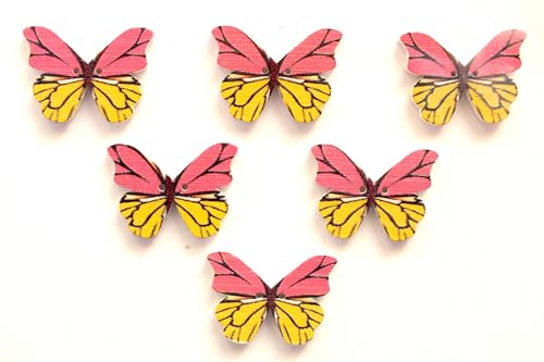 6 Holzknöpfe: Schmetterling, 28 x 20 mm (03) von Boutique d'isacrea