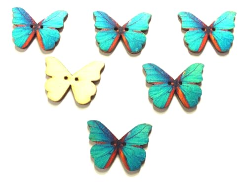 6 Holzknöpfe: Schmetterling, 28 x 20 mm (04) von Boutique d'isacrea