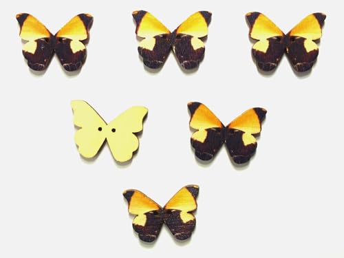 6 Holzknöpfe: Schmetterling, 28 x 20 mm (11) von Boutique d'isacrea