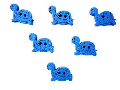 6 Holzknöpfe: blaue Schildkröte, 18 x 12 mm (01) von Boutique d'isacrea