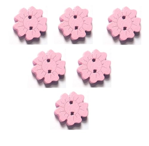 6 Holzknöpfe: rosa Blume, 15 mm (12) von Boutique d'isacrea