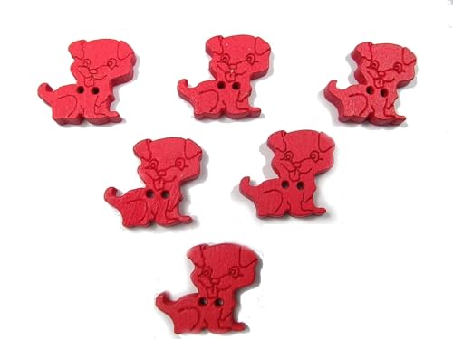 6 Holzknöpfe: roter Hund, 16 x 15 mm (01) von Boutique d'isacrea