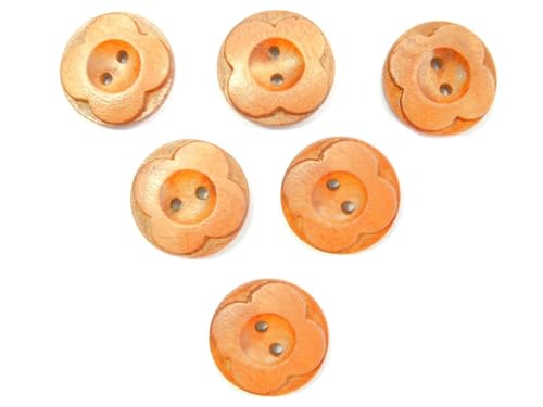 6 Holzknöpfe: rund, Blumenmotiv, 20 mm (07) von Boutique d'isacrea
