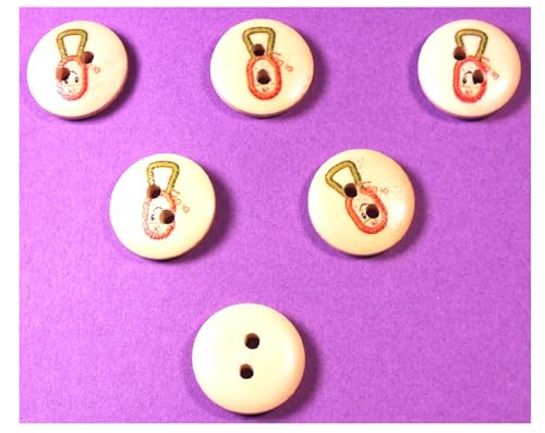 6 Holzknöpfe: rund, Kindermotiv, Spielzeug, 15 mm (10) von Boutique d'isacrea