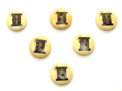 6 Holzknöpfe: rund, Kurzwaren, Spule, 15 mm (29) von Boutique d'isacrea