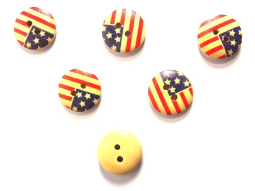 6 Holzknöpfe: rund, Motiv Flagge 15 mm von Boutique d'isacrea