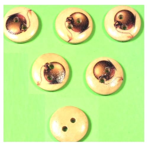 6 Holzknöpfe: rund, Motiv Meer, 15 mm (48) von Boutique d'isacrea