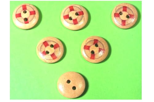 6 Holzknöpfe: rund, Motiv Meer, Motiv Schwimmring, 15 mm (50 Stück) von Boutique d'isacrea