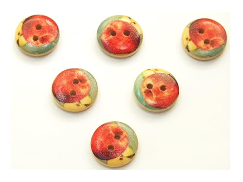 6 Holzknöpfe: rund, Obstmotiv, Apfelmotiv, 15 mm 6 Holzknöpfe: rund, Obstmotiv, Apfelmotiv, 15 mm von Boutique d'isacrea