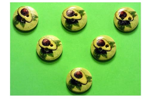 6 Holzknöpfe: rund, Obstmotiv, Avocado-Motiv, 15 mm von Boutique d'isacrea