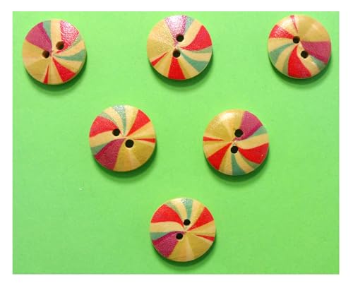 6 Holzknöpfe: rund, Regenbogenmotiv, 15 mm (01) von Boutique d'isacrea