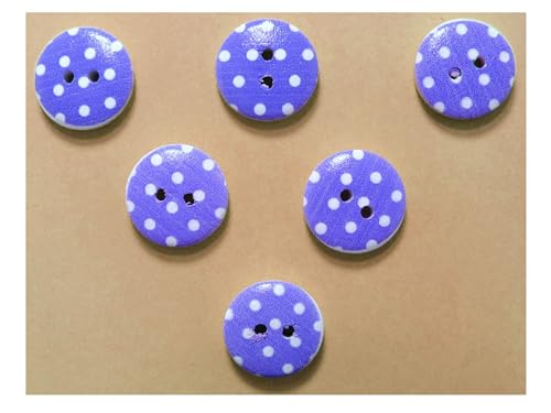 6 Holzknöpfe: rund, blau/weiß, gepunktet, 15 mm (32) von Boutique d'isacrea