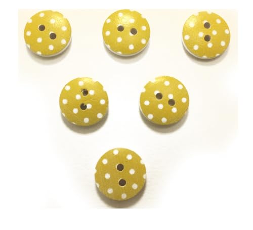 6 Holzknöpfe: rund, gelb, gepunktet, 15 mm (07) von Boutique d'isacrea