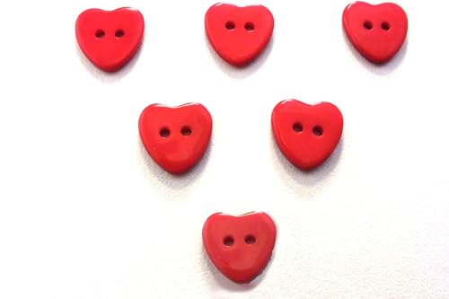 6 Knöpfe: rotes Herz, 13 x 12 mm (02) von Boutique d'isacrea