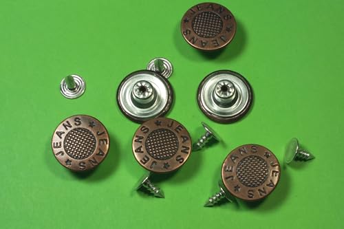 6 Metallknöpfe, 17 mm, rund, für Jeans (79) von Boutique d'isacrea