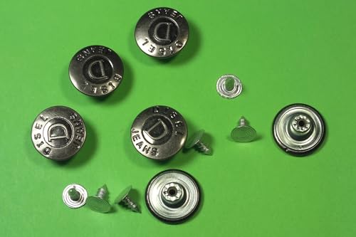 6 Metallknöpfe, 17 mm, rund, für Jeans (80) von Boutique d'isacrea
